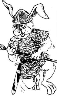 Rabbit in Anglo-Saxon armour, with spear